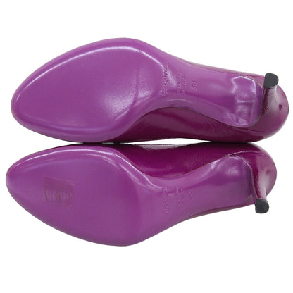 Sergio Rossi セルジオロッシ 美品 レザー ラウンドトゥ パンプス レディース パープル 38 シューズ 38