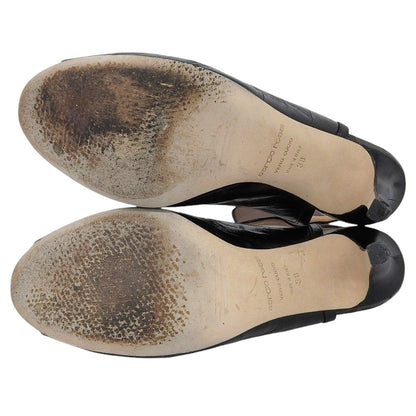 Sergio Rossi セルジオロッシ レザー アンクルストラップ パンプス レディース 黒 ブラック 38 シューズ 38