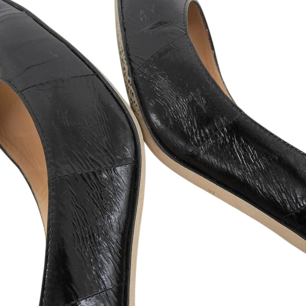 Sergio Rossi セルジオロッシ レザー アンクルストラップ パンプス レディース 黒 ブラック 38 シューズ 38