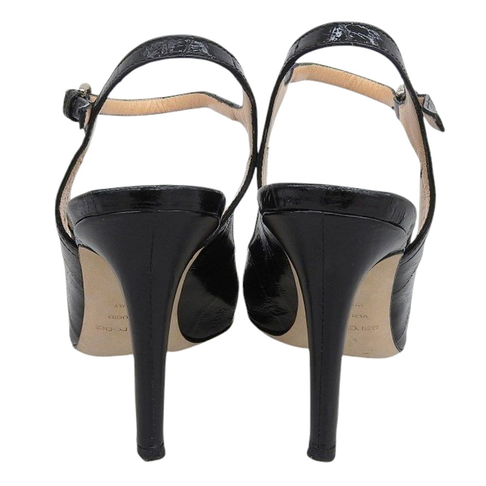 Sergio Rossi セルジオロッシ レザー アンクルストラップ パンプス レディース 黒 ブラック 38 シューズ 38