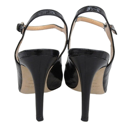 Sergio Rossi セルジオロッシ レザー アンクルストラップ パンプス レディース 黒 ブラック 38 シューズ 38