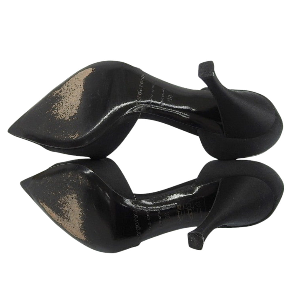 Sergio Rossi セルジオロッシ サテン ビジュー ポインテッドトゥ パンプス レディース ブラック 38 シューズ 38