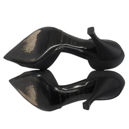 Sergio Rossi セルジオロッシ サテン ビジュー ポインテッドトゥ パンプス レディース ブラック 38 シューズ 38