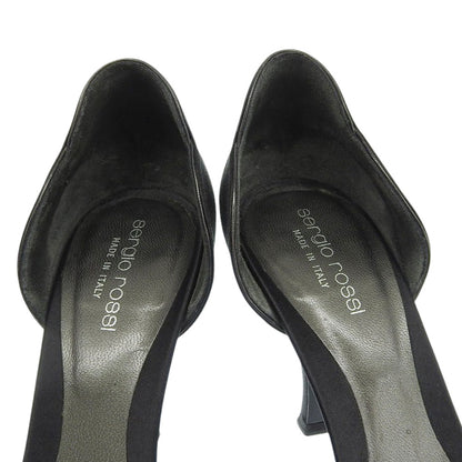 Sergio Rossi セルジオロッシ サテン ビジュー ポインテッドトゥ パンプス レディース ブラック 38 シューズ 38