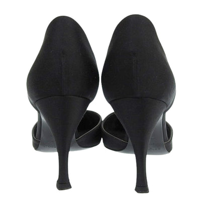 Sergio Rossi セルジオロッシ サテン ビジュー ポインテッドトゥ パンプス レディース ブラック 38 シューズ 38