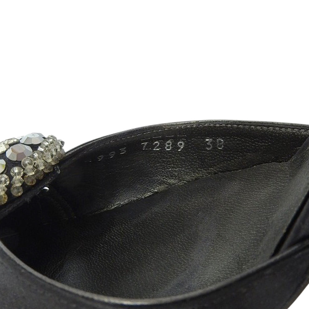 Sergio Rossi セルジオロッシ サテン ビジュー ポインテッドトゥ パンプス レディース ブラック 38 シューズ 38