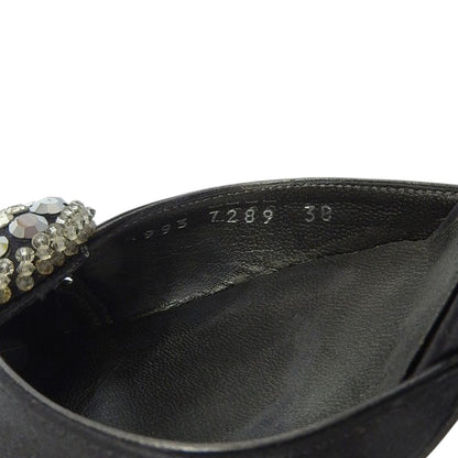 Sergio Rossi セルジオロッシ サテン ビジュー ポインテッドトゥ パンプス レディース ブラック 38 シューズ 38