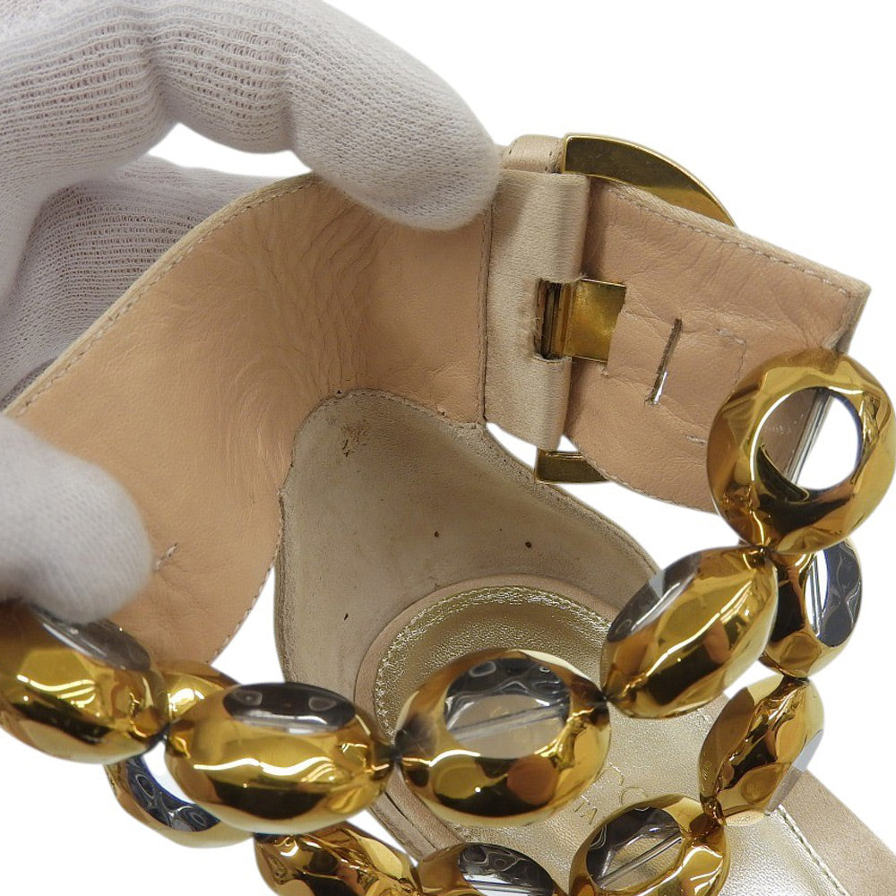 Sergio Rossi セルジオロッシ ビジュー アンクルストラップ サンダル パンプス レディース ピンクベージュ 38 シューズ 38