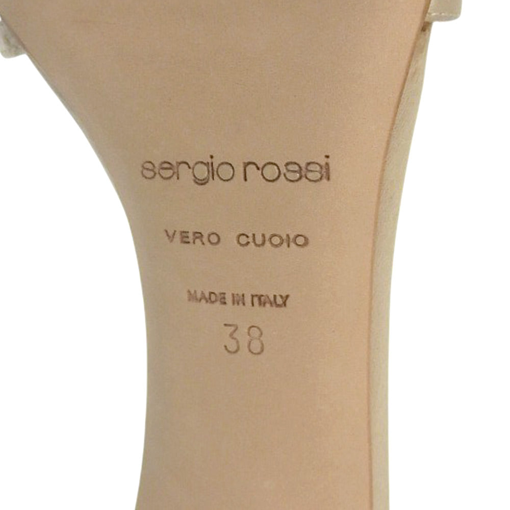 Sergio Rossi セルジオロッシ ビジュー アンクルストラップ サンダル パンプス レディース ピンクベージュ 38 シューズ 38