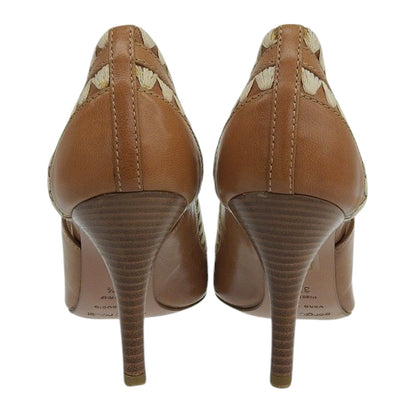 Sergio Rossi セルジオロッシ 新品同様 レザー ポインテッドトゥ ヒール パンプス レディース ブラウン 37 1/2 シューズ 37.5