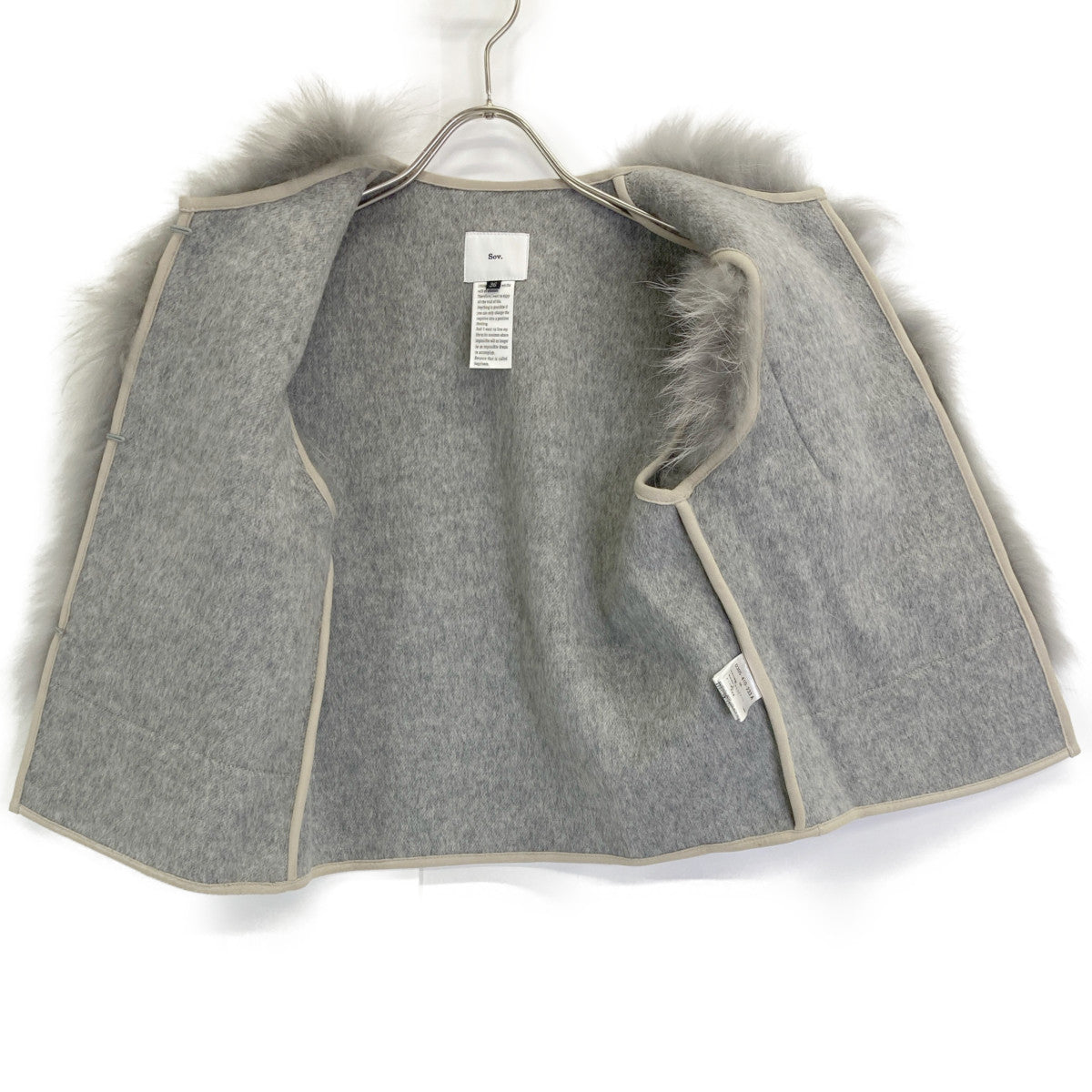 SOV. ソブ ダブルスタンダード 【美品】0305-410-233 ホワイトラクーン ファー ベスト 36