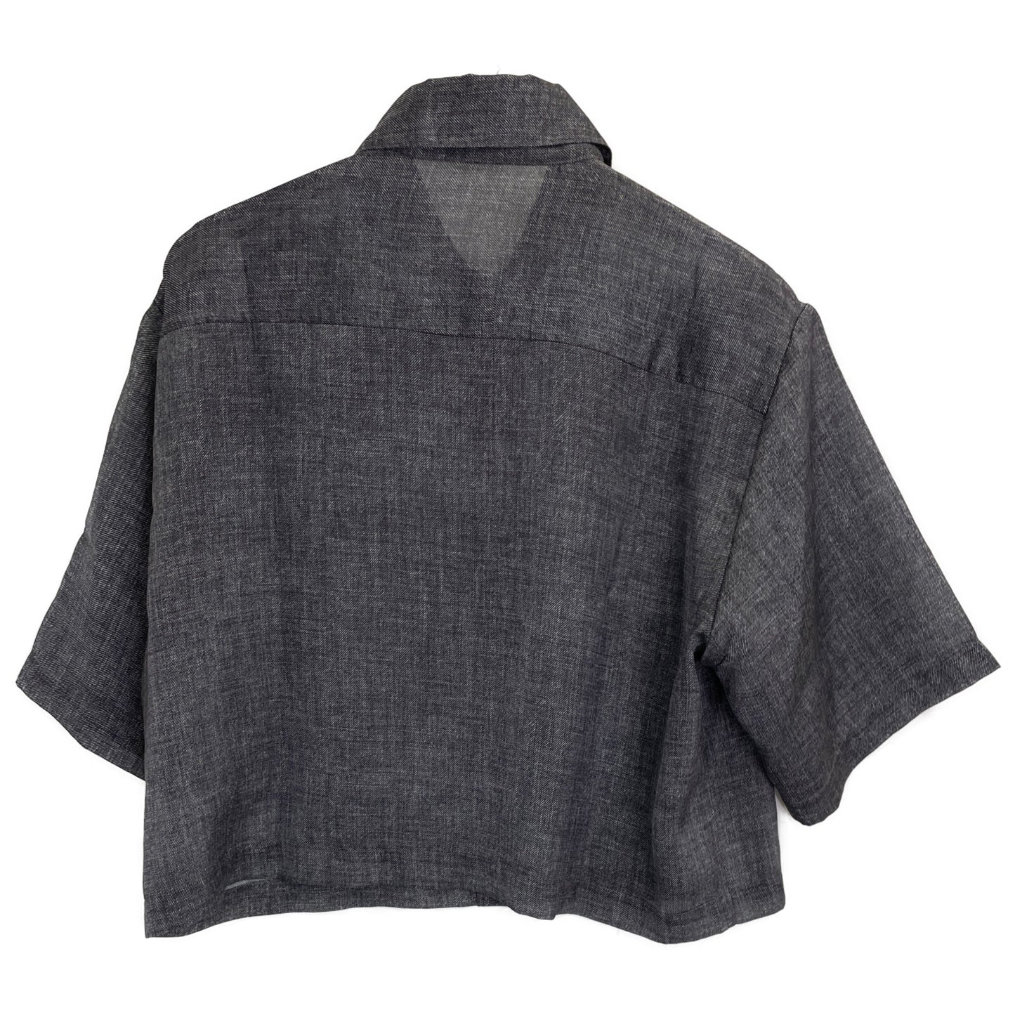 SOV. ソブ ダブルスタンダード 25年製 ｸﾞﾚｰ ｻﾃﾝﾃﾞﾆﾑﾌﾟﾘﾝﾄｸﾛｯﾌﾟﾄﾞｼｬﾂ トップス 36