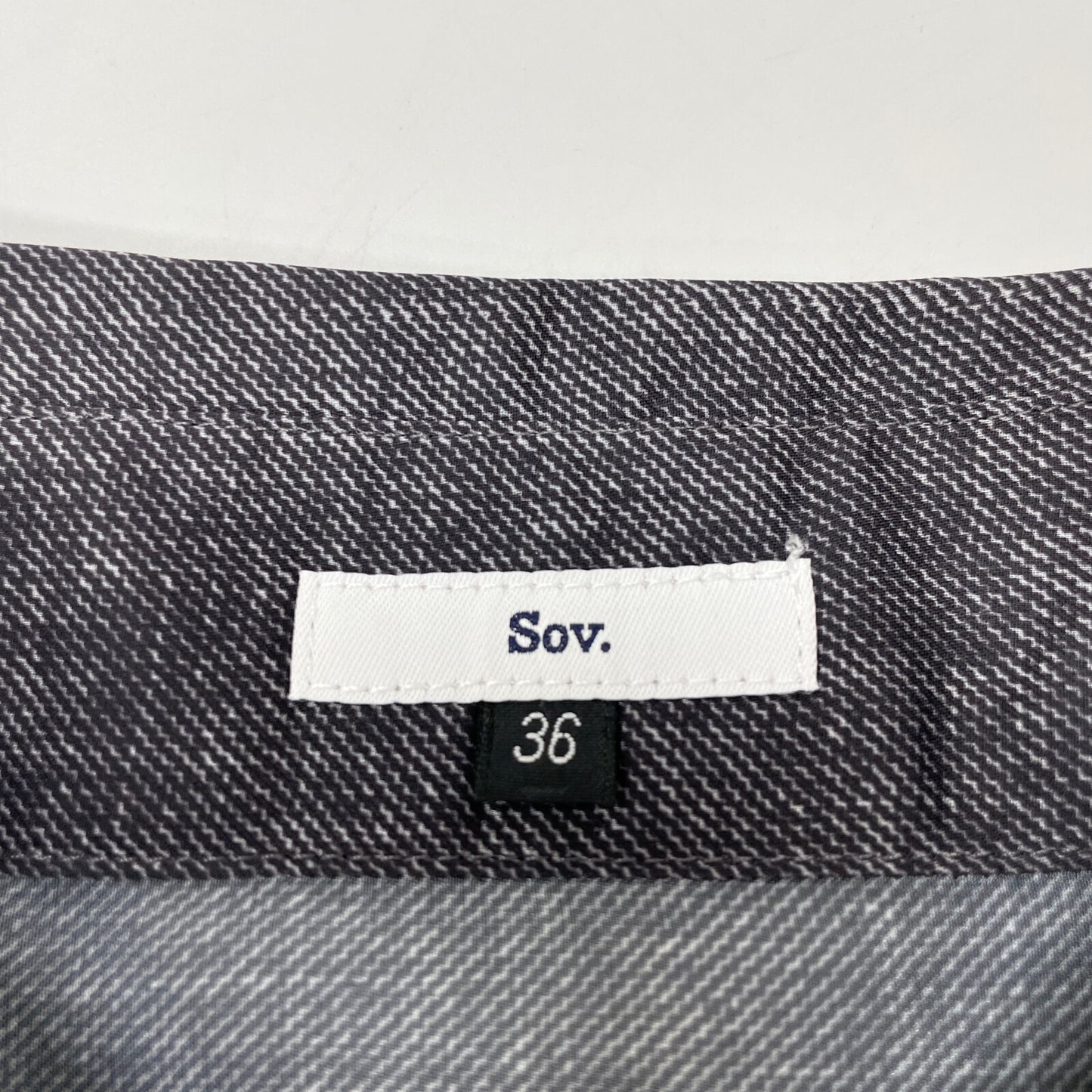 SOV. ソブ ダブルスタンダード 25年製 ｸﾞﾚｰ ｻﾃﾝﾃﾞﾆﾑﾌﾟﾘﾝﾄｸﾛｯﾌﾟﾄﾞｼｬﾂ トップス 36