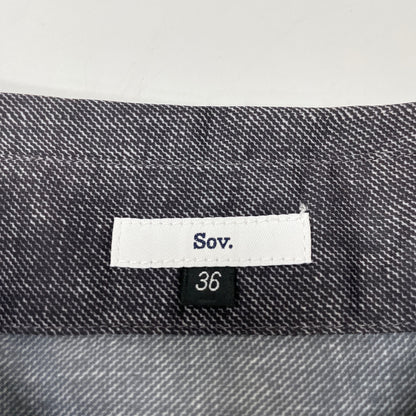 SOV. ソブ ダブルスタンダード 25年製 ｸﾞﾚｰ ｻﾃﾝﾃﾞﾆﾑﾌﾟﾘﾝﾄｸﾛｯﾌﾟﾄﾞｼｬﾂ トップス 36