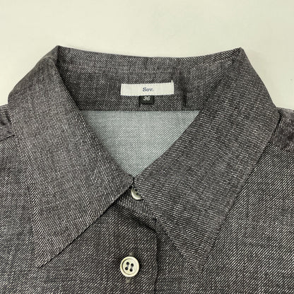 SOV. ソブ ダブルスタンダード 25年製 ｸﾞﾚｰ ｻﾃﾝﾃﾞﾆﾑﾌﾟﾘﾝﾄｸﾛｯﾌﾟﾄﾞｼｬﾂ トップス 36