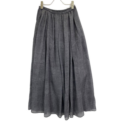 SOV. ソブ ダブルスタンダード 25年製 ｸﾞﾚｰ ｻﾃﾝﾃﾞﾆﾑﾌﾟﾘﾝﾄｷﾞｬｻﾞｰｽｶｰﾄ スカート 36