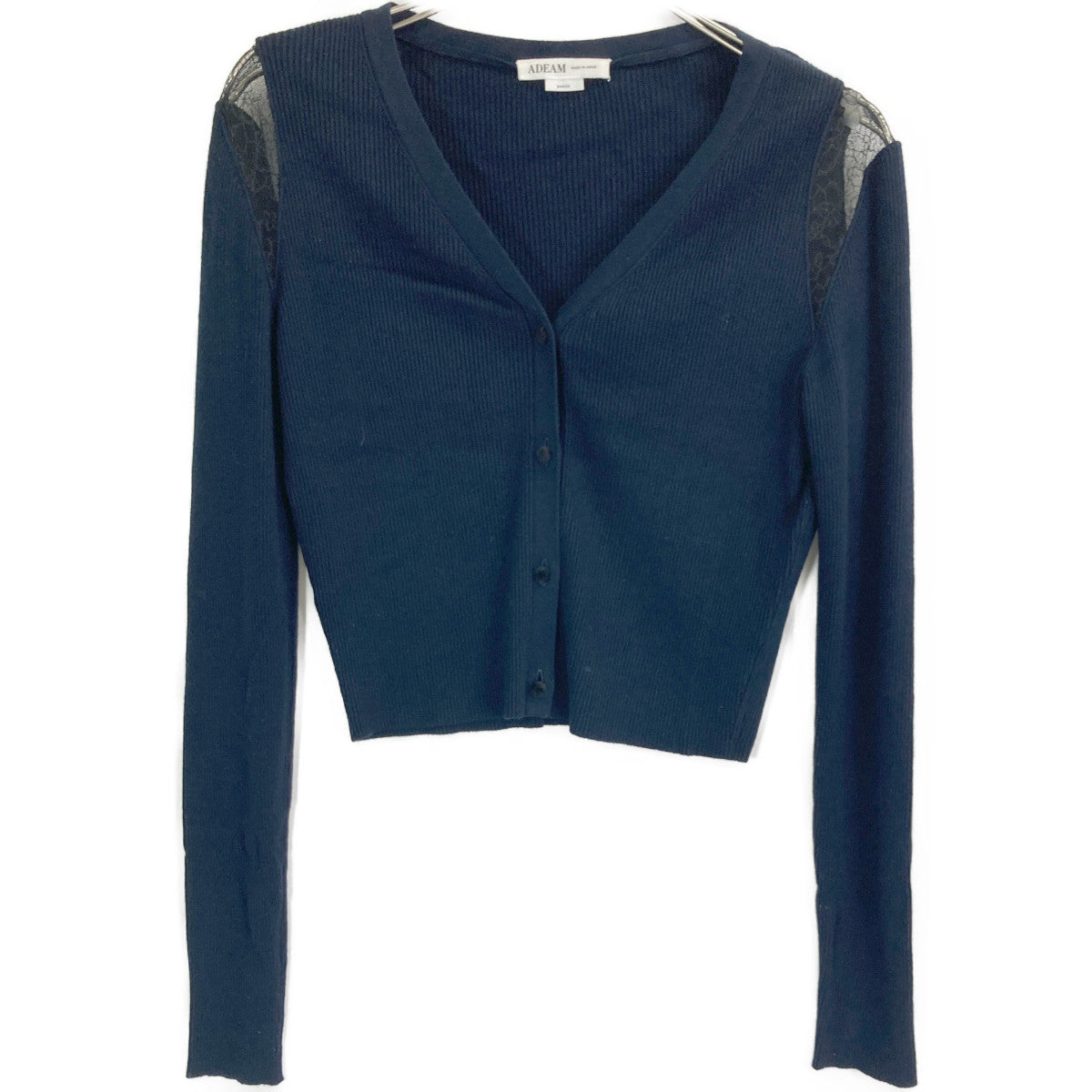 ADEAM アディアム ﾈｲﾋﾞｰ 40800 ﾚｰｽ×ﾆｯﾄ ｶｰﾃﾞｨｶﾞﾝ トップス XS