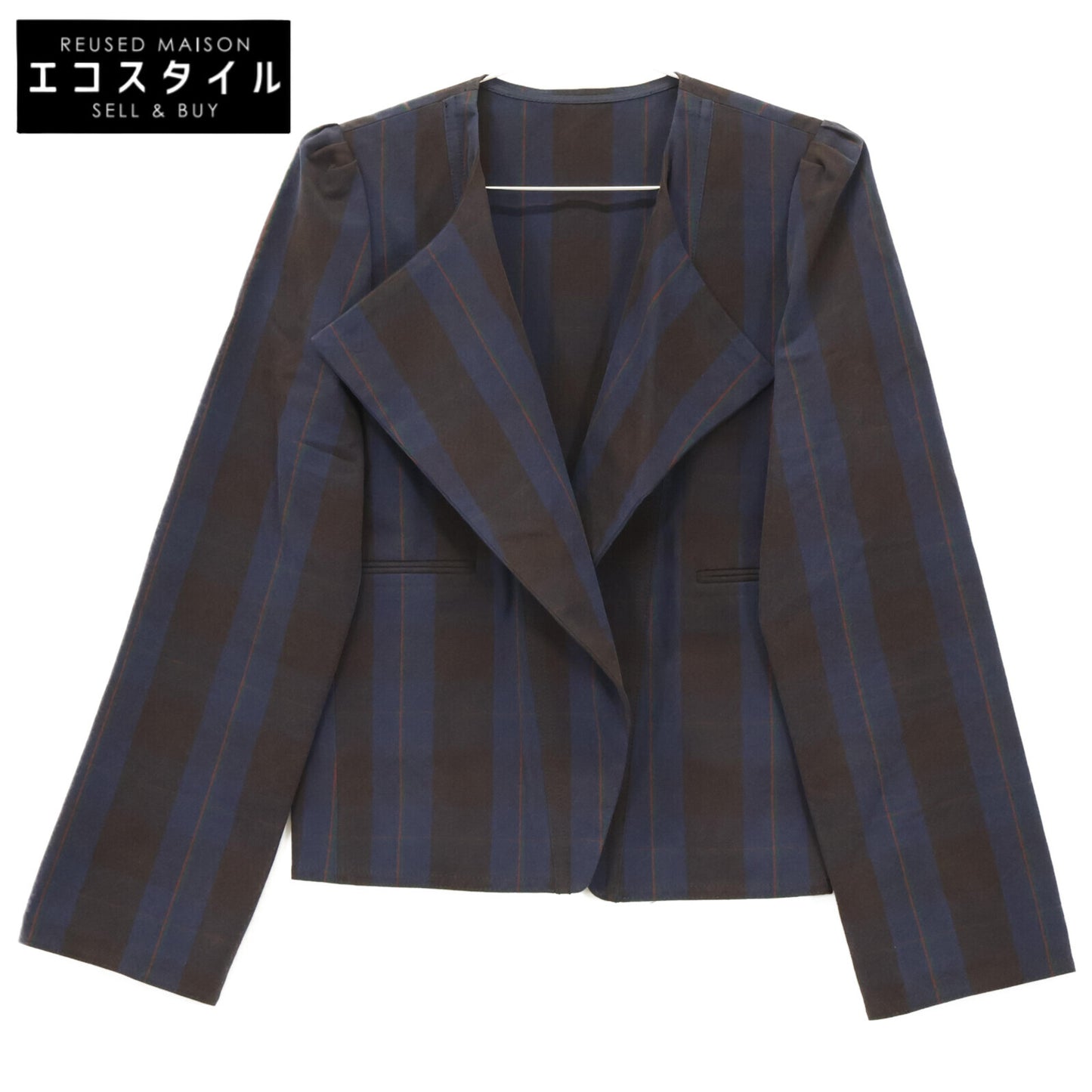 BACCA バッカ ﾌﾞﾙｰ ｷｬﾝﾊﾞｽﾁｪｯｸ ﾎﾞﾚﾛｼﾞｬｹｯﾄ ジャケット 36