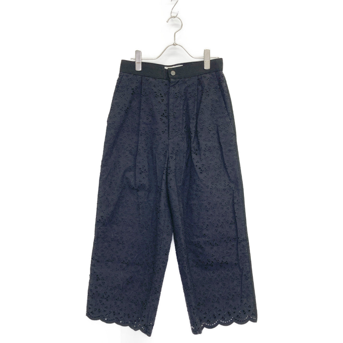 DPAREILL デパリエ B1142AFP077 ブラック レース コットンエンブロイダリーパンツ ボトムス 36