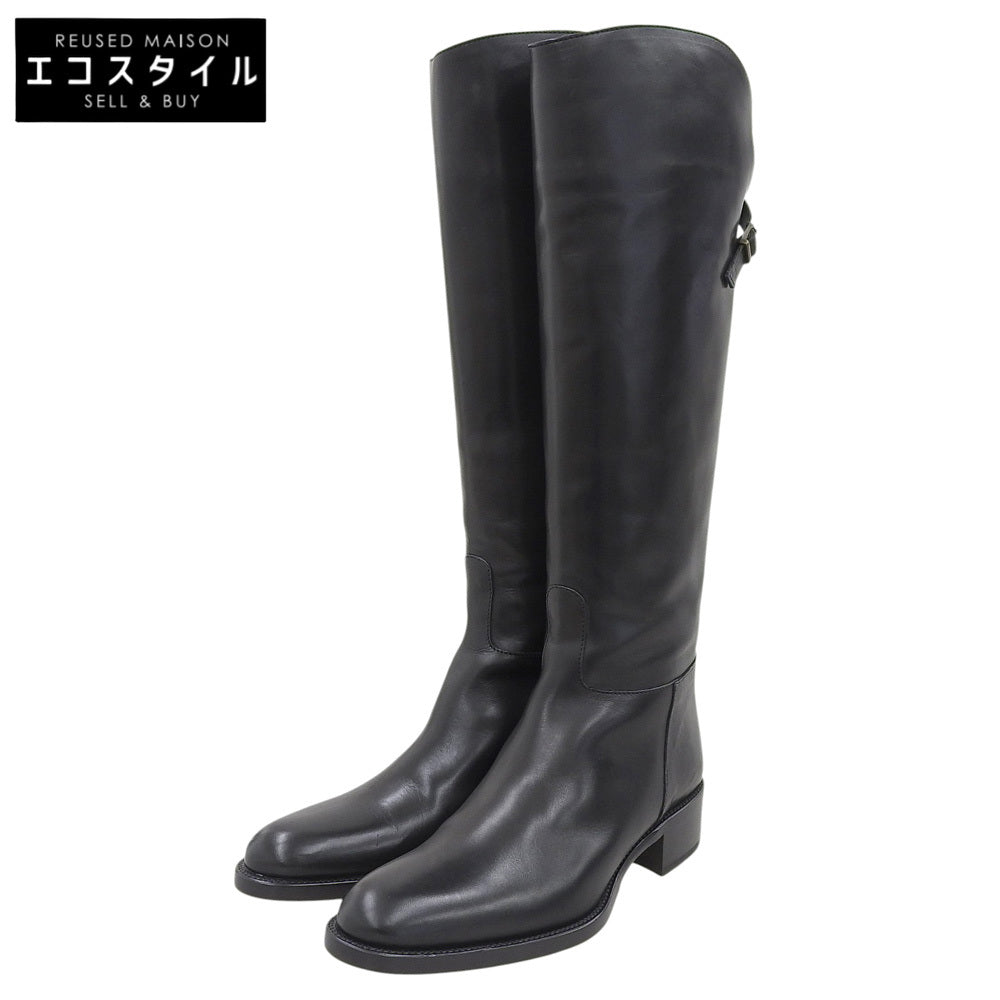 SARTORE サルトル 美品 バッグジップ クロスバックル ロングブーツ シューズ レディース ブラック 37 SR1208 シューズ 37