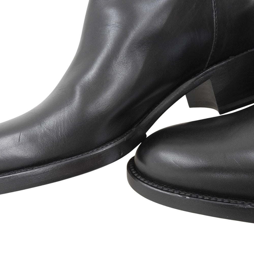 SARTORE サルトル 美品 バッグジップ クロスバックル ロングブーツ シューズ レディース ブラック 37 SR1208 シューズ 37