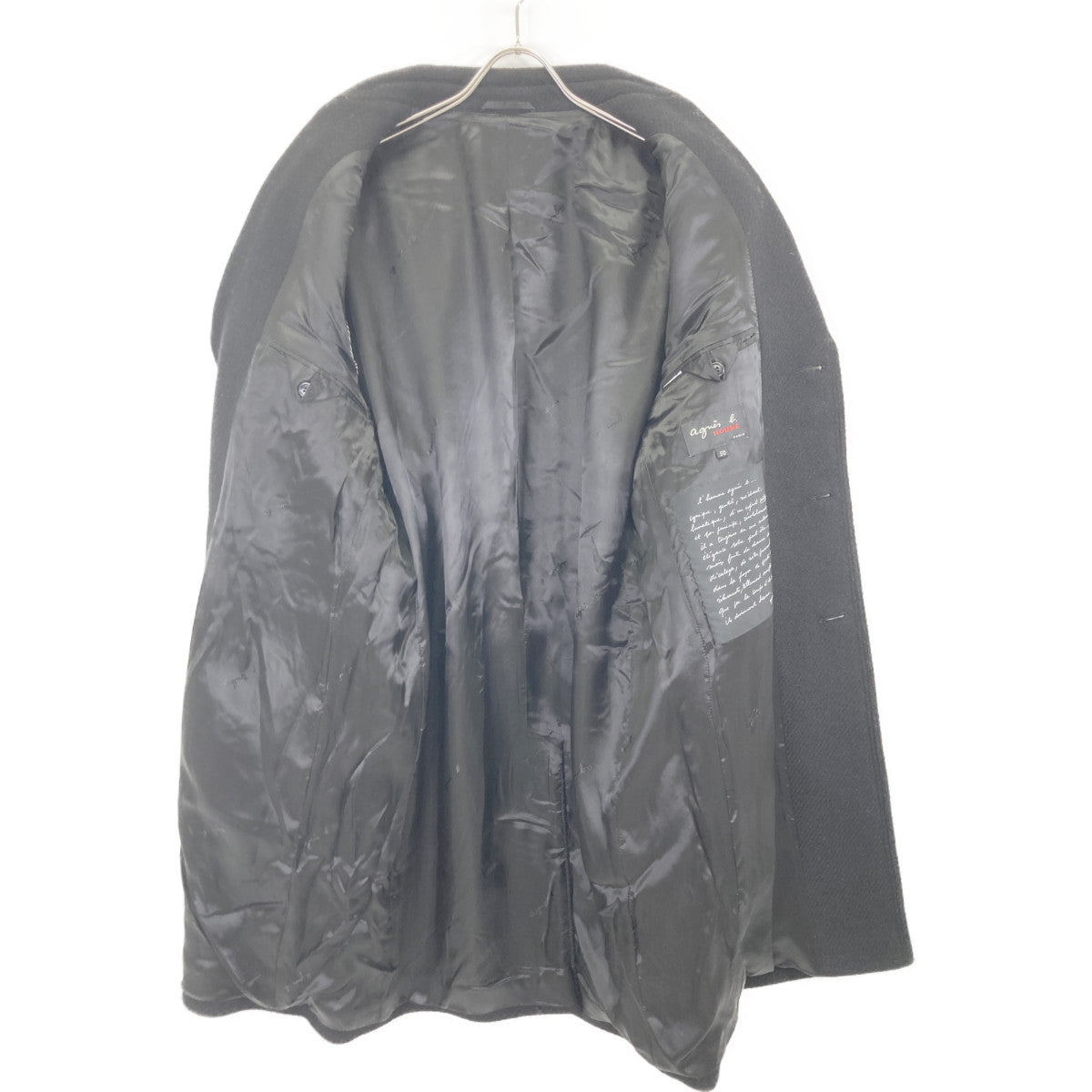 agnes b. アニエスベー MZ26TM58 OF361839 ﾌﾞﾗｯｸ ｳｰﾙ ﾁｪｽﾀｰｺｰﾄ コート 50