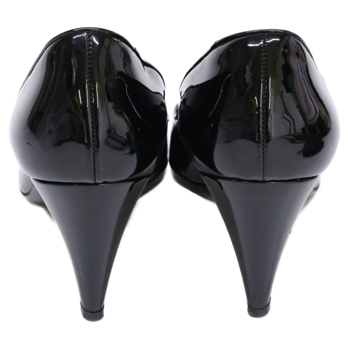 CHANEL シャネル 【美品】G27742 ココマーク リボン エナメル ヒール シューズ 37 1/2