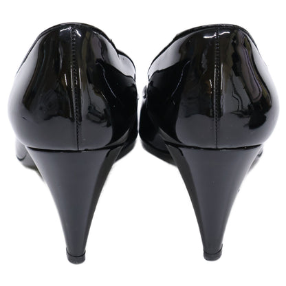 CHANEL シャネル 【美品】G27742 ココマーク リボン エナメル ヒール シューズ 37 1/2