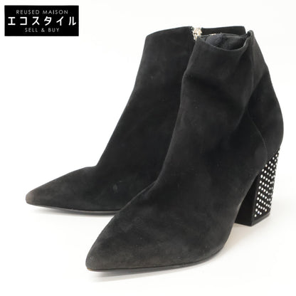 Sergio Rossi セルジオロッシ A85401 スエード ポインテッドトゥ ビジューチャンキーヒール シューズ 38