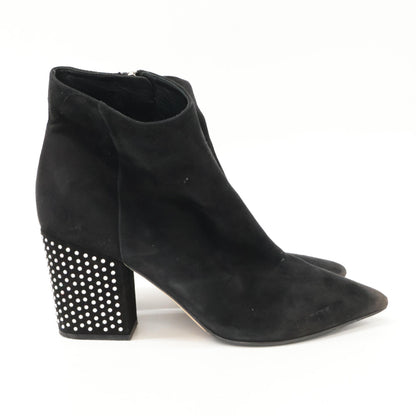 Sergio Rossi セルジオロッシ A85401 スエード ポインテッドトゥ ビジューチャンキーヒール シューズ 38