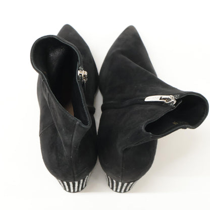 Sergio Rossi セルジオロッシ A85401 スエード ポインテッドトゥ ビジューチャンキーヒール シューズ 38