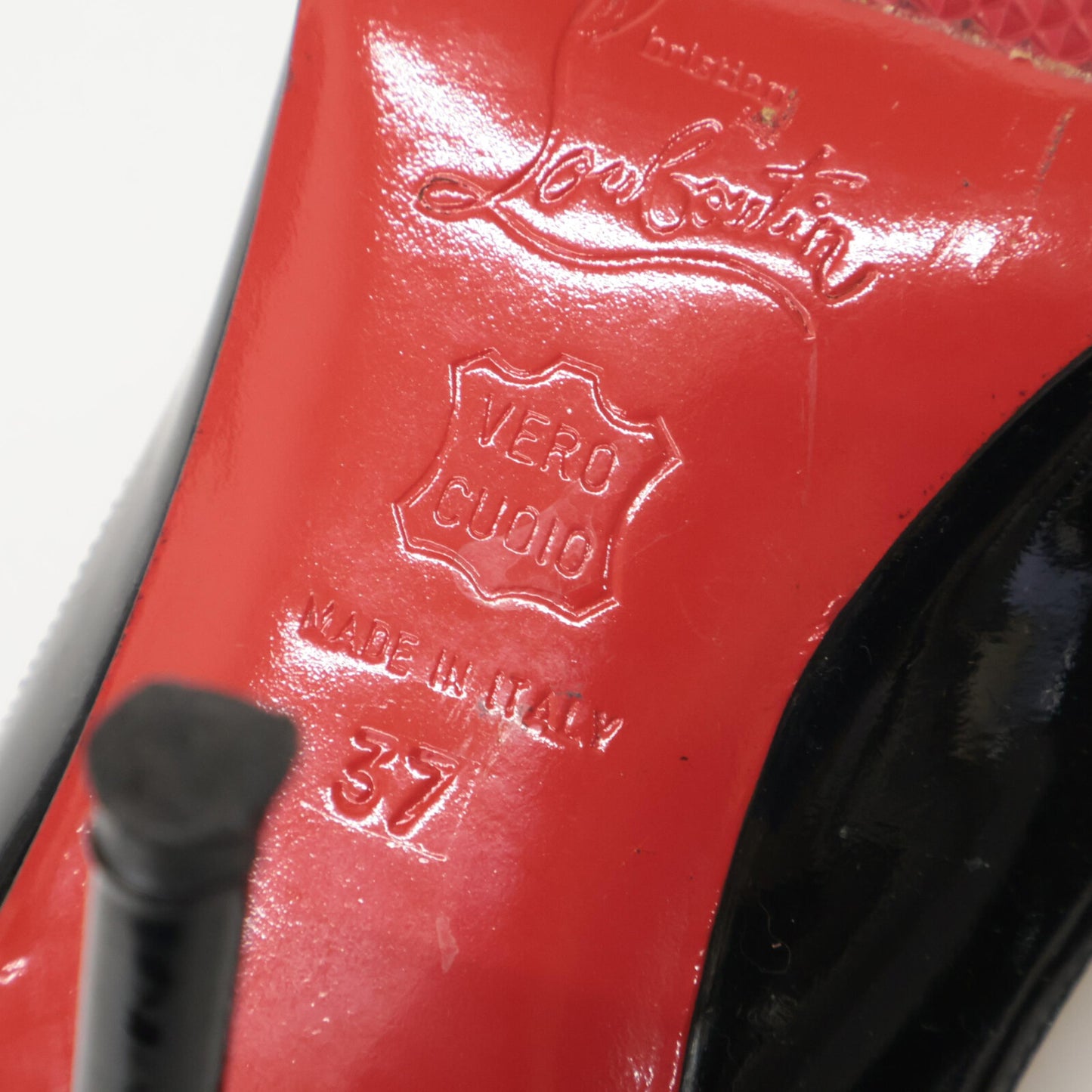 Christian Louboutin クリスチャンルブタン リボン パテント オープントゥ パンプス シューズ 37