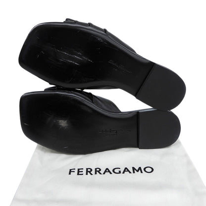 Salvatore Ferragamo サルヴァトーレフェラガモ ヴァラ リボントゥ フラット スライド サンダル レディース ブラック 4 シューズ 4