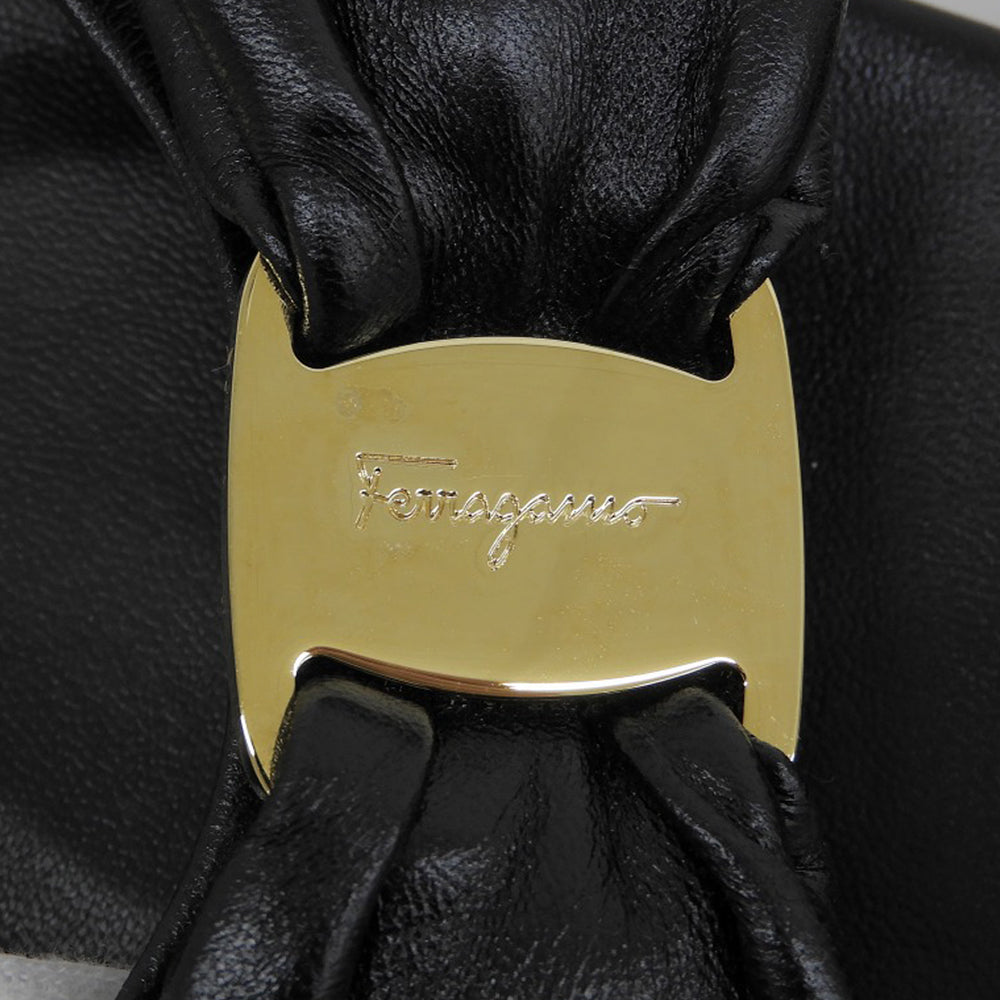 Salvatore Ferragamo サルヴァトーレフェラガモ ヴァラ リボントゥ フラット スライド サンダル レディース ブラック 4 シューズ 4