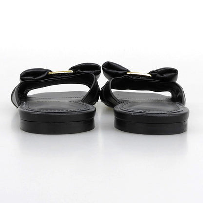 Salvatore Ferragamo サルヴァトーレフェラガモ ヴァラ リボントゥ フラット スライド サンダル レディース ブラック 4 シューズ 4