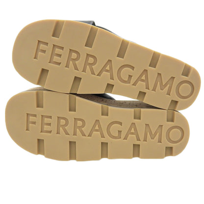 Salvatore Ferragamo サルヴァトーレフェラガモ 新品同様 ENGRACIA コルク ウェッジソール サンダル シューズ レディース 黒 4C 24SS シューズ 4C