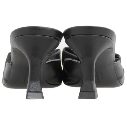 Salvatore Ferragamo サルヴァトーレフェラガモ 美品 レザー ヴァラ ボウ ヒール スライドサンダル シューズ レディース 黒 ブラック 4 シューズ 40