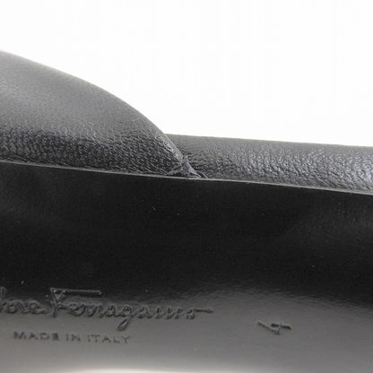 Salvatore Ferragamo サルヴァトーレフェラガモ 美品 レザー ヴァラ ボウ ヒール スライドサンダル シューズ レディース 黒 ブラック 4 シューズ 40