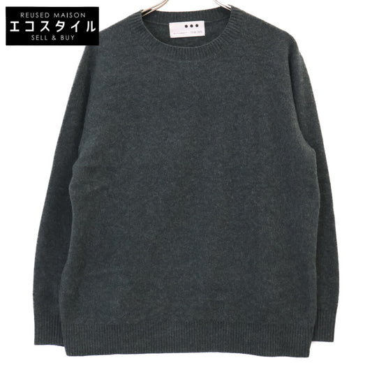 Three dots スリードッツ ｸﾞﾘｰﾝ RC201M ﾘｻｲｸﾙ ｶｼﾐﾔ ｸﾙｰﾈｯｸ ﾆｯﾄ トップス L