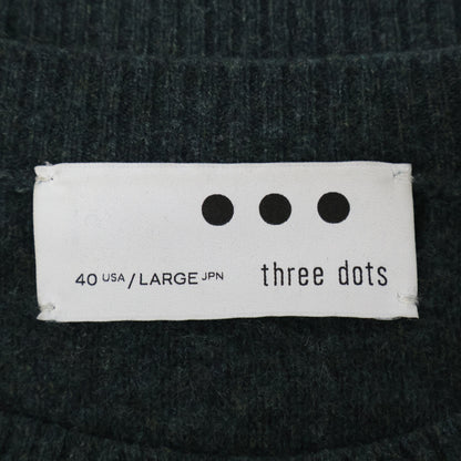 Three dots スリードッツ ｸﾞﾘｰﾝ RC201M ﾘｻｲｸﾙ ｶｼﾐﾔ ｸﾙｰﾈｯｸ ﾆｯﾄ トップス L