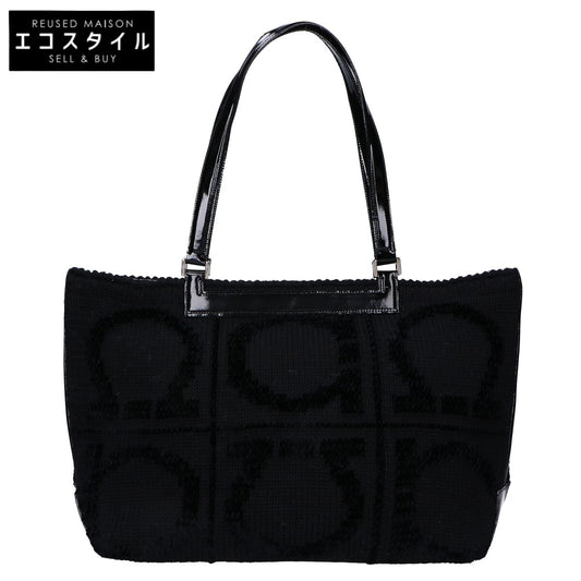 Salvatore Ferragamo サルヴァトーレフェラガモ DV-21 0830 ガンチーニモチーフ ウールｘエナメル トートバッグ